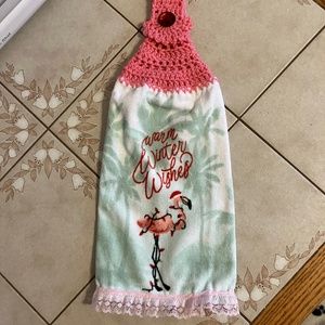 NWOT Handmade Flamingo Holiday Towel!